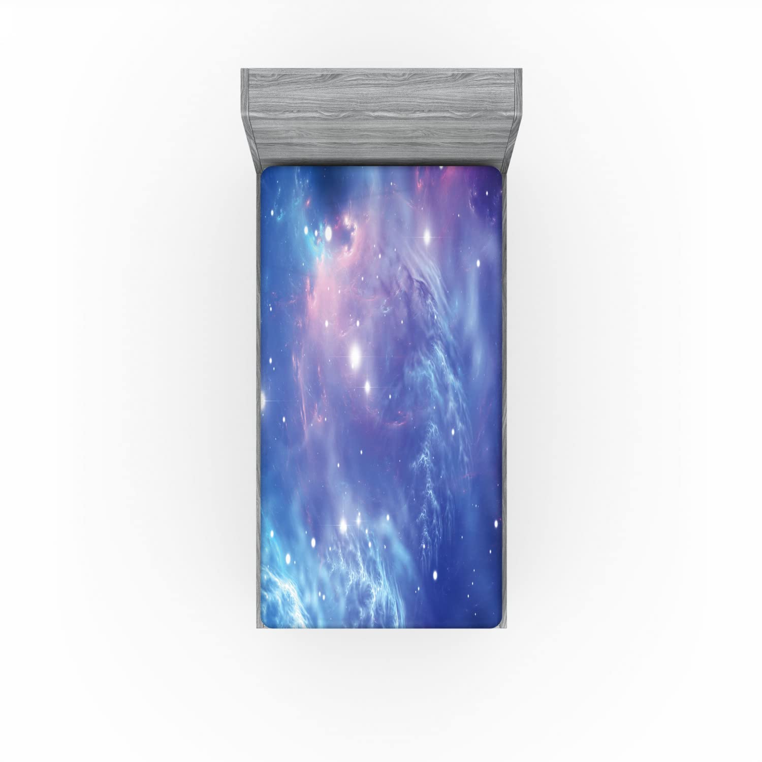Ambesonne Outer Space Fitted Sheet - Galaxy Nebula Star Cluster Astronomy Design, Deep Pocket Elastic Twin XL Bed Sheet in Purple Navy | Perfect for Space-Themed Bedrooms, Kids Rooms & Astronomy Lovers