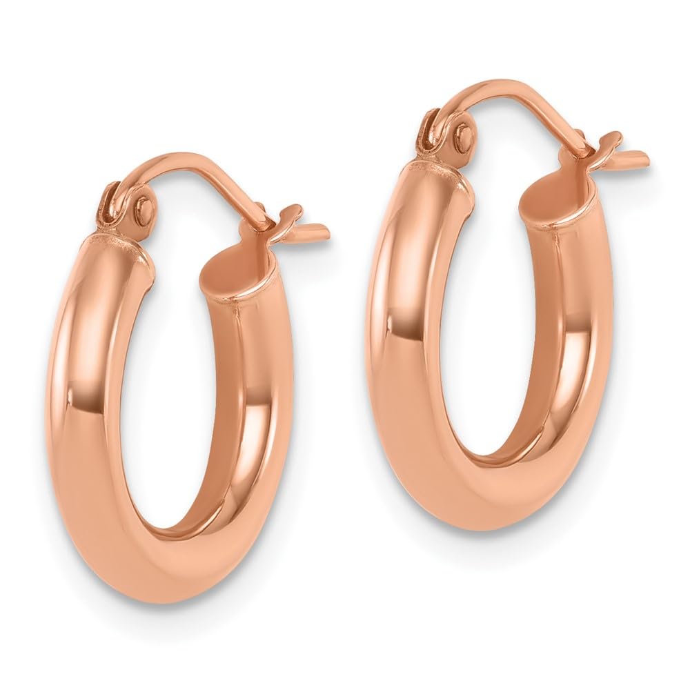10K Rose Gold Polished Hoop Earrings for Women - Classic Dainty Huggie Hoops - Perfect for Everyday Wear, Parties & Gifts