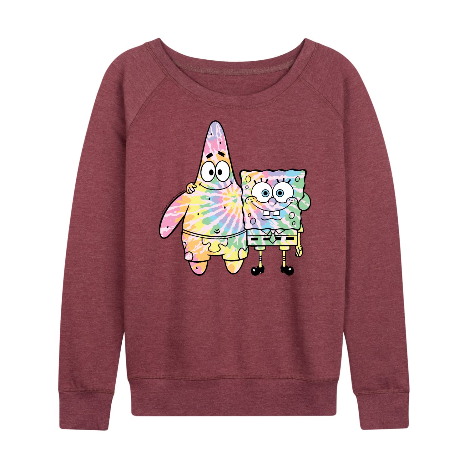 HYBRID APPAREL SpongeBob SquarePants Tie Dye Sweatshirt - Women's Lightweight French Terry Pullover Hoodie with SpongeBob & Patrick Design - Perfect for Casual Wear, Lounge, and Cartoon Fan Gifts