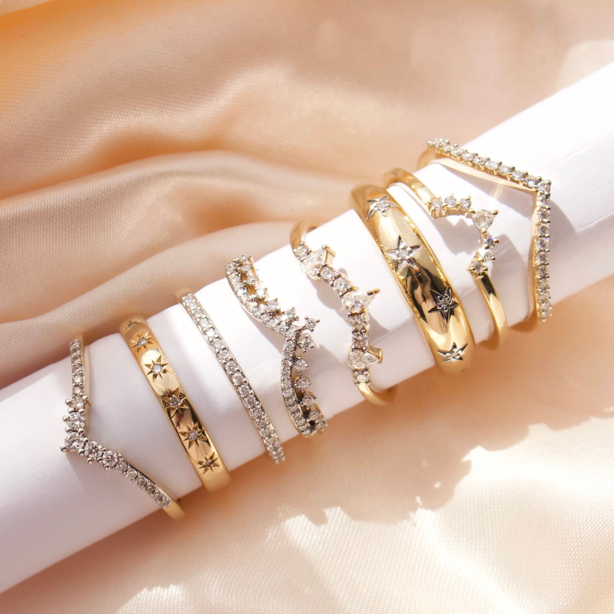 Diamond Crown Hugging Ring - Elegant Stackable Ring for Women, Perfect for Weddings, Anniversaries & Everyday Wear