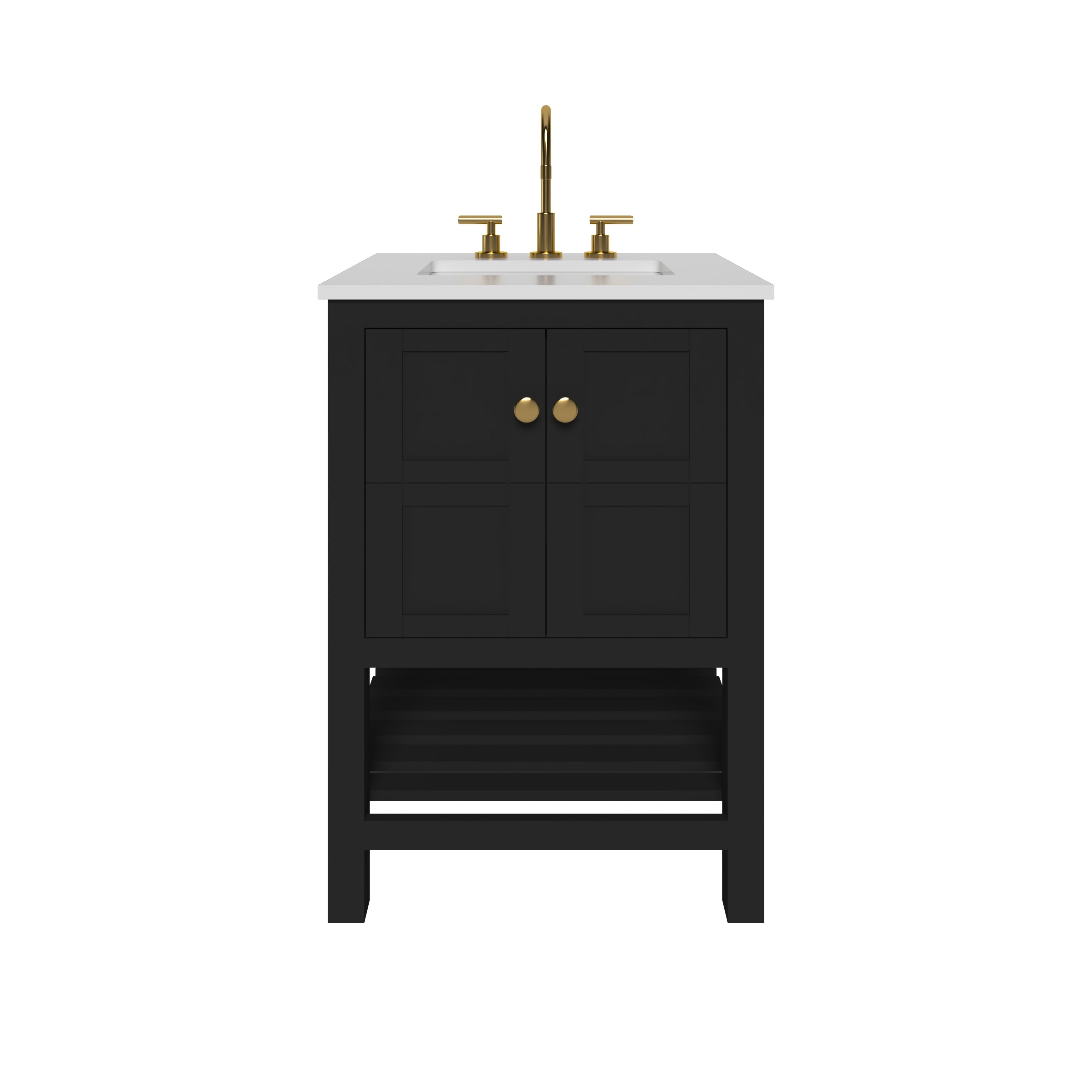 23.5 Inch Modern Black Bathroom Vanity Cabinet - Nearmé Dallas Freestanding Sink Base for Bathroom Remodel, Small Space & Powder Room (Cabinet Only)
