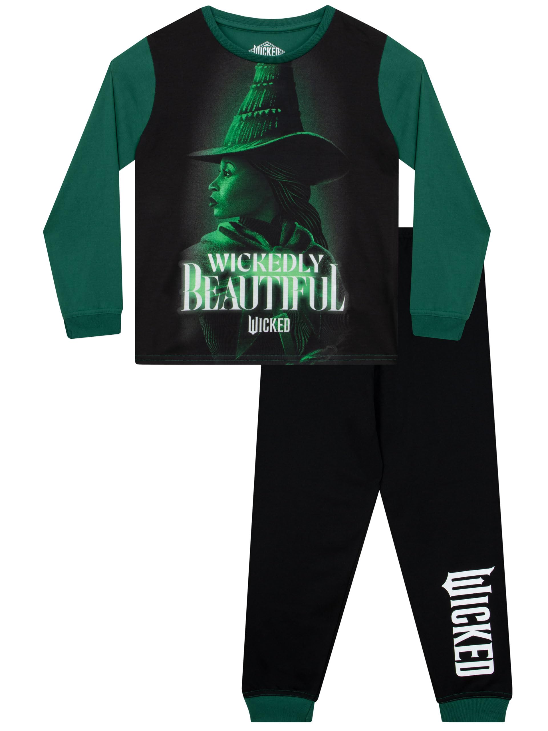 Wicked Pajamas for Girls | Elphaba Themed Long Sleeve Pajama Set | Soft & Comfortable Sleepwear | Perfect for Halloween Costumes, Birthday Gifts & Sleepovers
