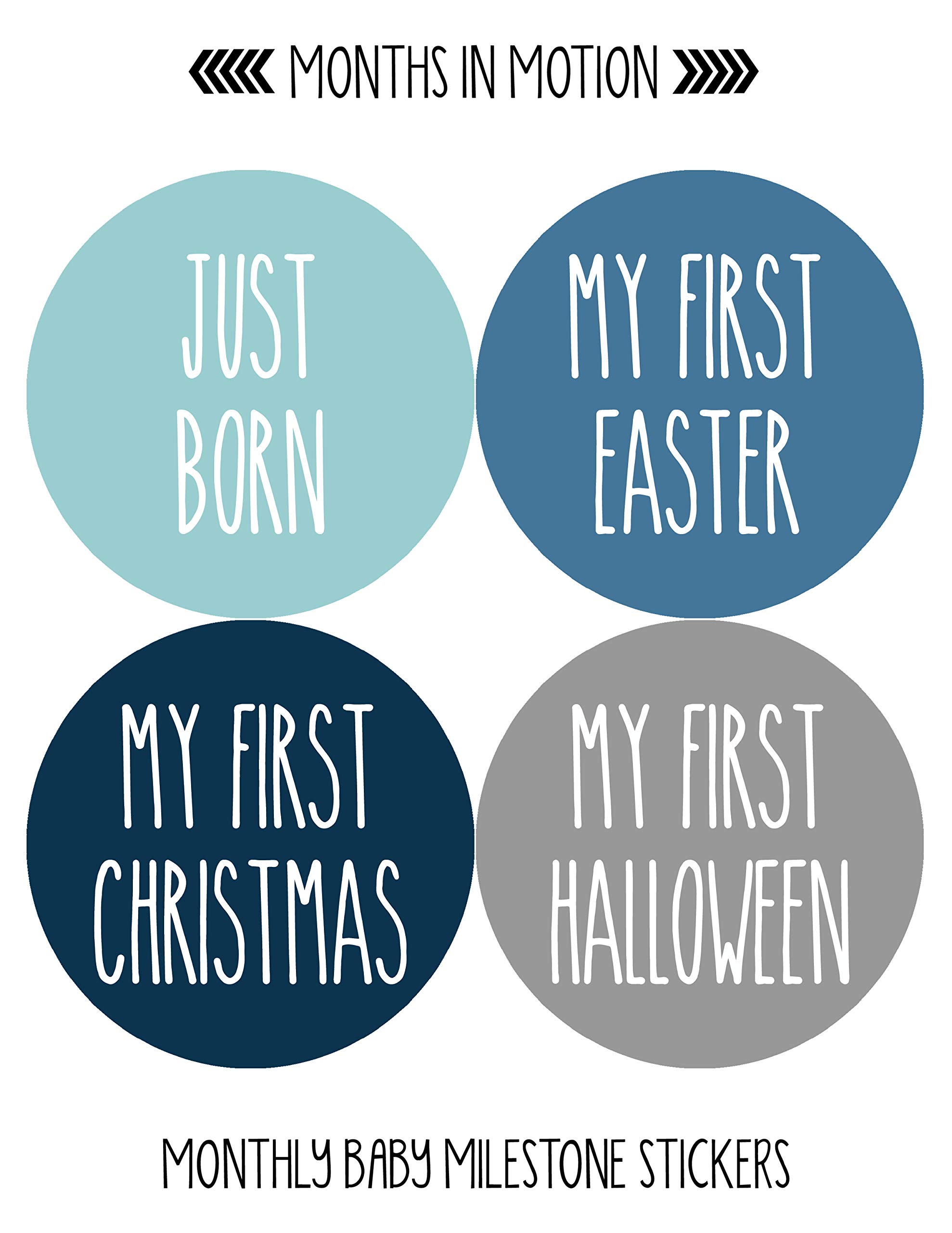 Baby Milestone Stickers Set of 24 - Newborn Monthly Growth Tracking Stickers for Boys & Girls - Perfect for Baby Photo Shoots, Scrapbooking & First Year Memory Keepsakes