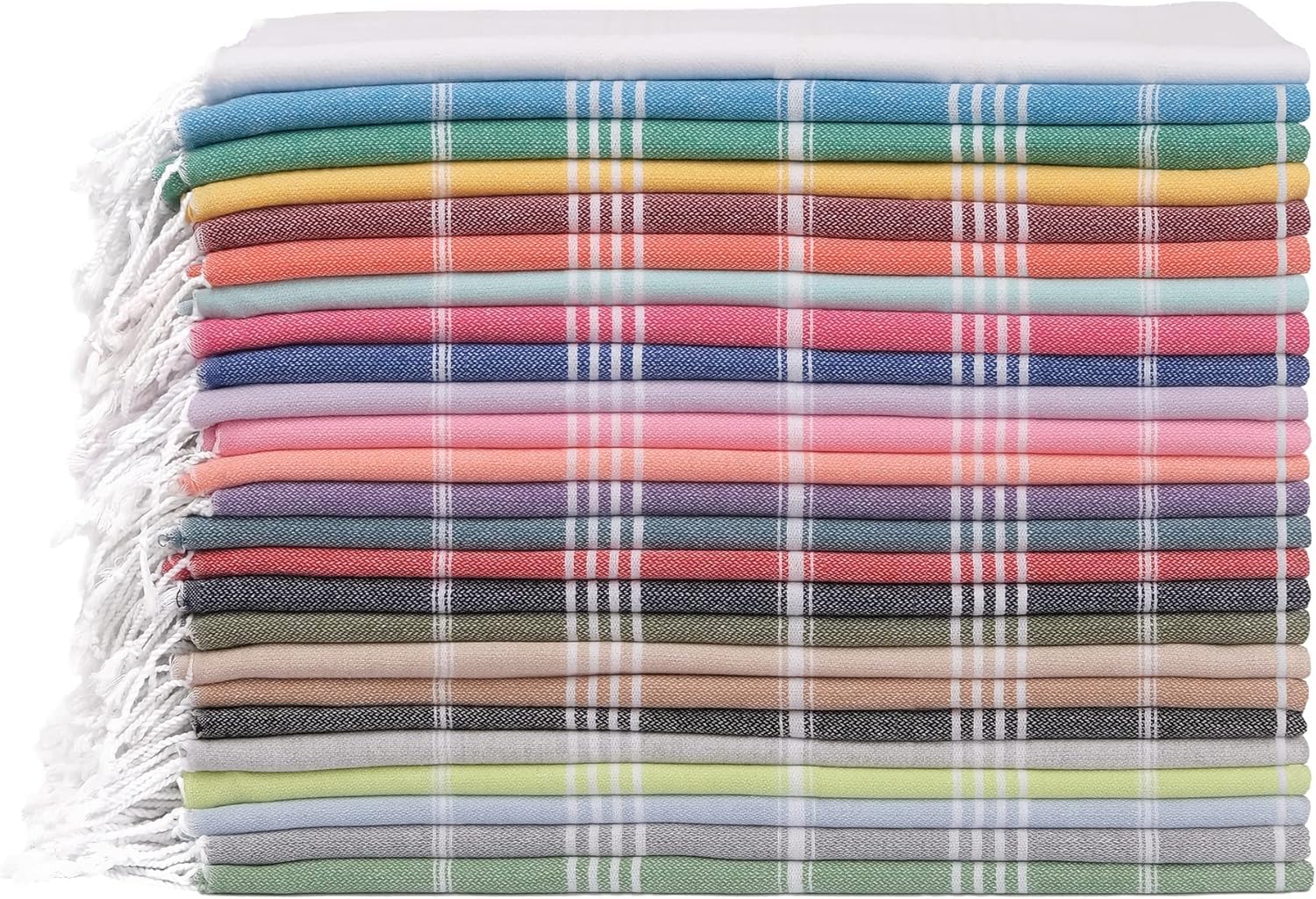 HAVLULAND Oversized Turkish Beach Towels - 100% Cotton, Large Quick Dry Bath & Pool Towels, Sand-Free, Lightweight & Absorbent - Perfect for Summer Travel, Beach Vacations, Picnics & Poolside Lounging (19, Multicolor)