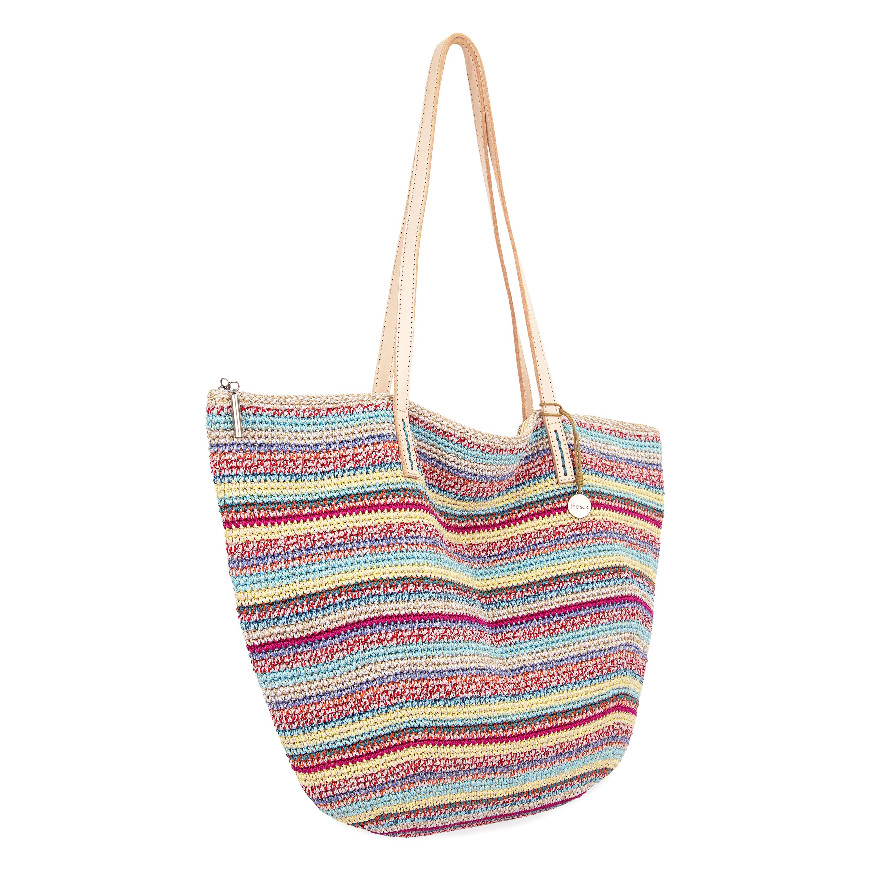 Faye Large Hand Crochet Tote Bag - Eden Stripe Pattern - Perfect for Beach, Shopping & Everyday Use
