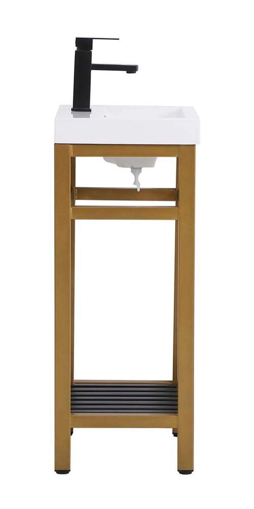 18 Inch Single Bathroom Vanity - Gold & Black Metal Bathroom Sink Cabinet with Mirror | Modern Elegant Decor for Small Bathrooms & Powder Rooms