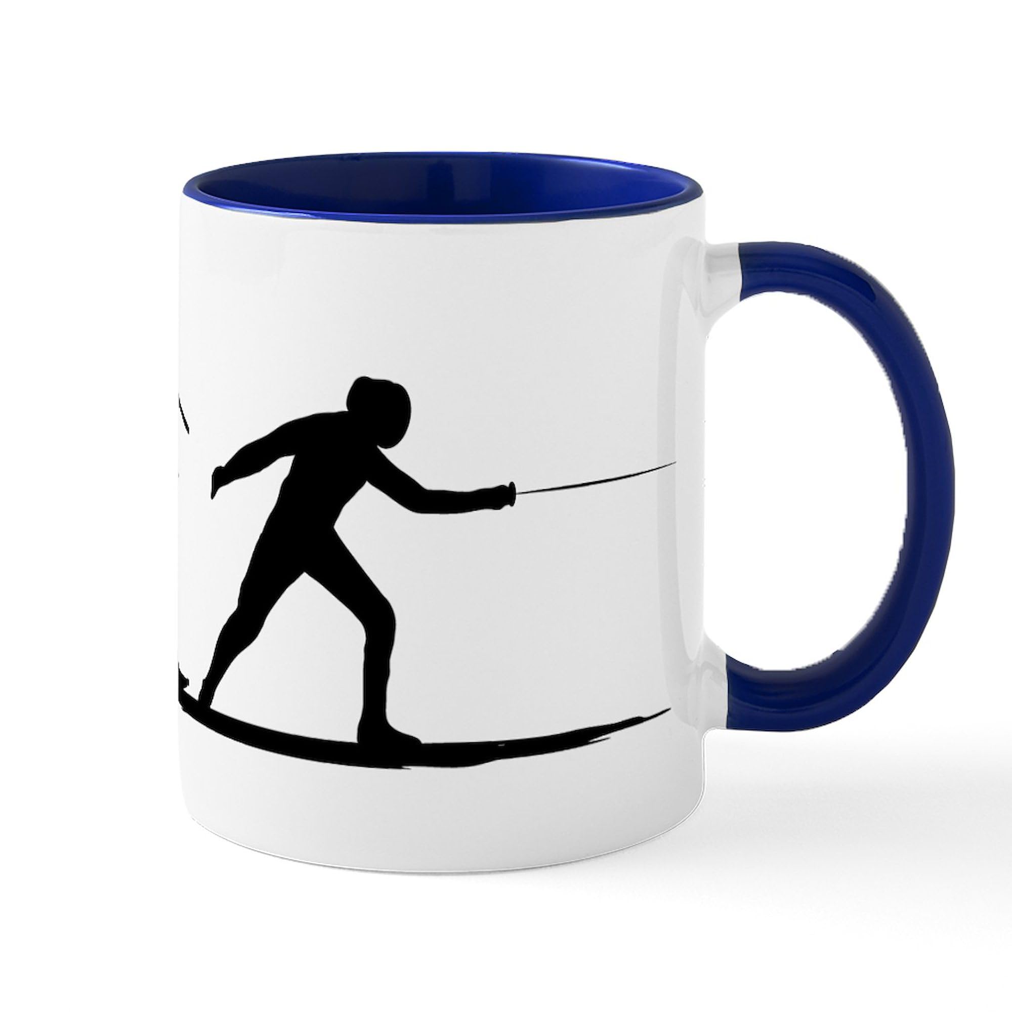 Fencing Mug 11 oz (325 ml) - Ceramic Coffee Cup with Handle - Perfect Gift for Fencers & Coffee Lovers - Ideal for Training Breaks, Tournaments & Home Use