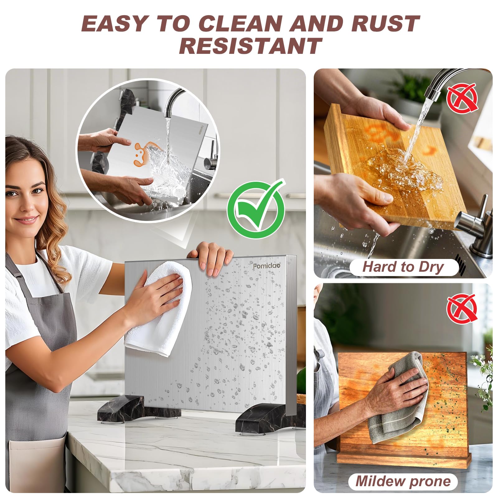 Stainless Steel Magnetic Knife Holder - Double Sided Knife Block & Countertop Knife Rack Strip for Kitchen Organization | Perfect for Chefs, Home Cooks & Kitchen Counter Storage