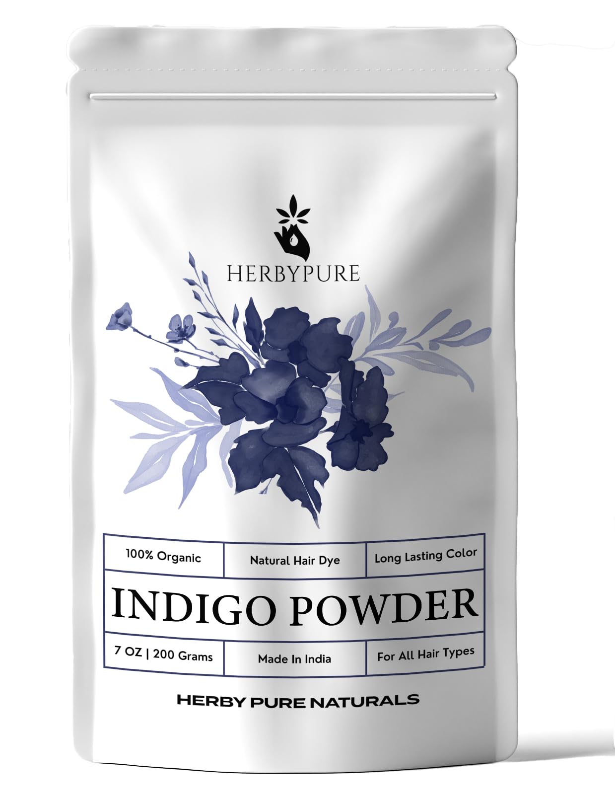 Herby Pure Organic Indigo Powder for Hair - 200g | Natural Hair Dye for All Hair Types | Safe DIY Hair Coloring at Home