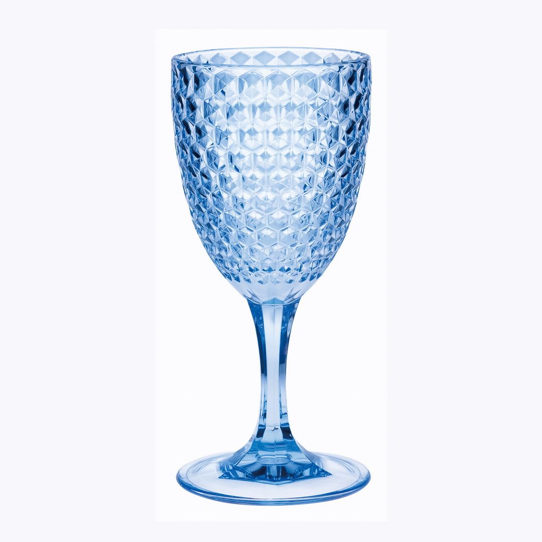 Premium Diamond Cut Plastic Wine Glasses Set of 4 (12oz) - BPA Free Shatterproof Acrylic Stemware for Red & White Wine - Perfect for Outdoor Picnics, Pool Parties & RV Travel