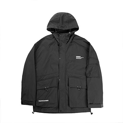 Japanese Streetwear Loose Plus Size Hooded Jacket for Men - Autumn Black Harajuku Style Coat | Korean Fashion Outerwear for Casual Wear, Street Style & Urban Outfits