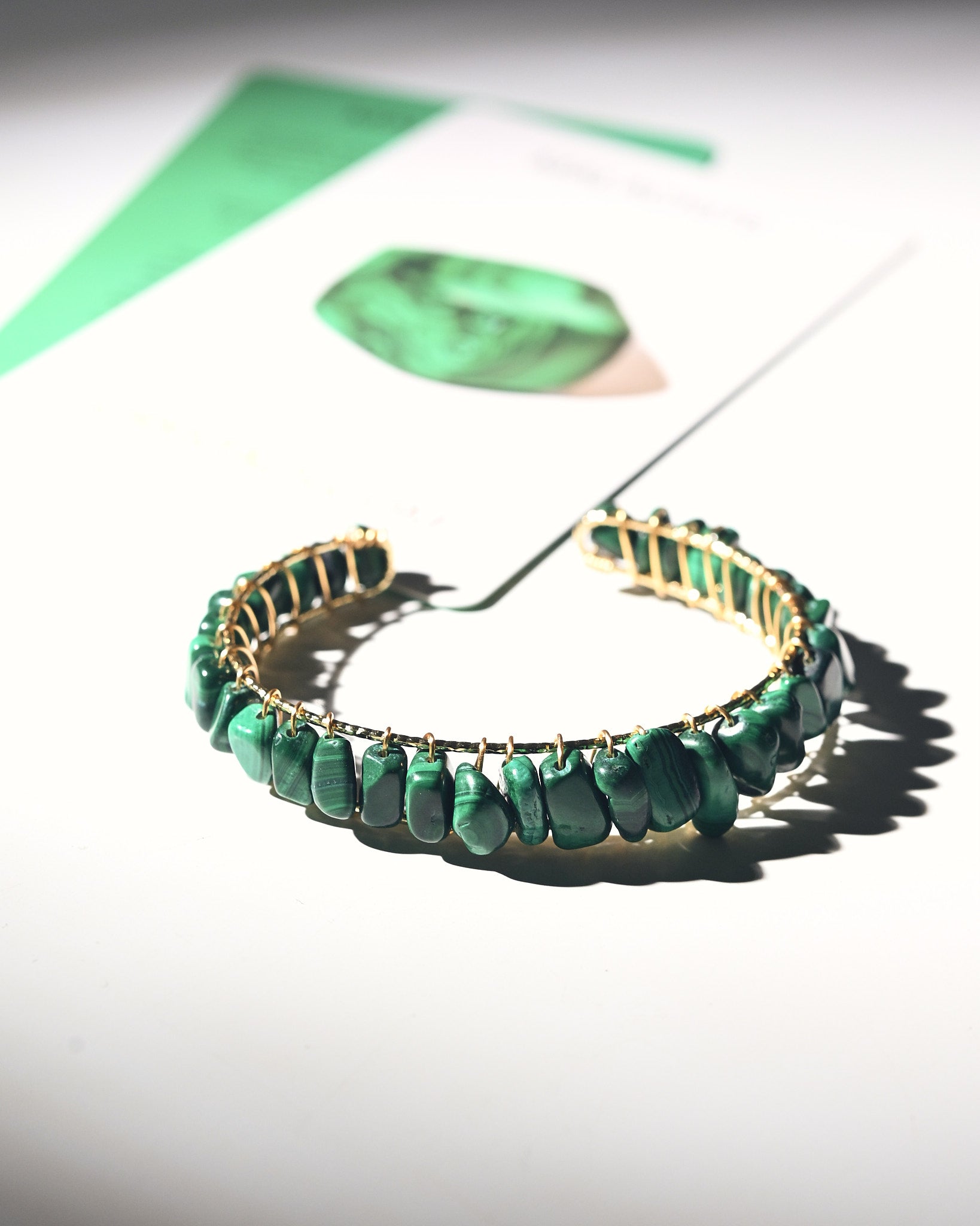 Natural Malachite Green Stone Bangle Bracelet for Women - Handmade Adjustable Healing Crystal Jewelry for Meditation, Yoga & Spiritual Gifts