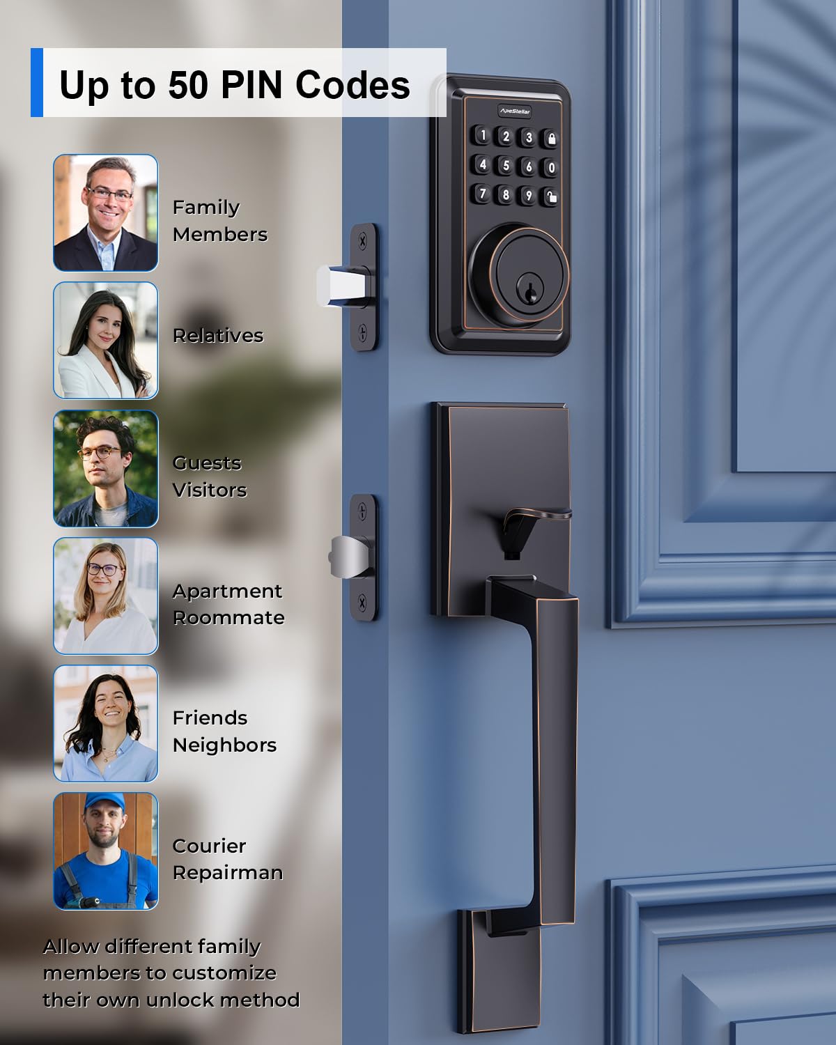Smart Keyless Entry Door Lock Deadbolt with Handle Set - Electronic Keypad Deadbolt for Front Door - Easy Installation Oil Rubbed Bronze Smart Lock - Perfect for Home Security & Vacation Rentals