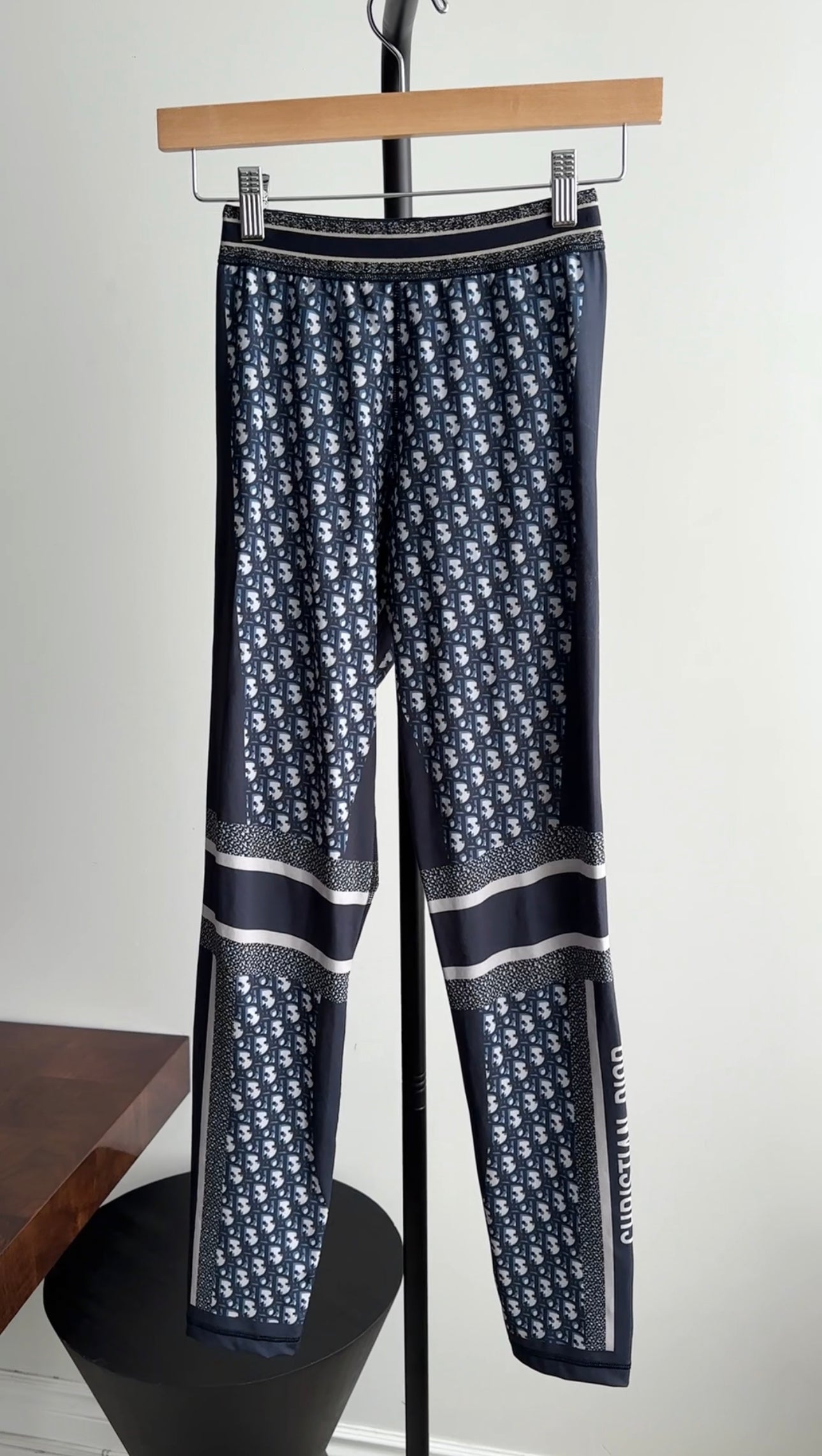 Christian Dior DiorAlps Navy Blue Oblique Logo Leggings - Women's High Waist Yoga Pants for Workout, Running & Casual Wear