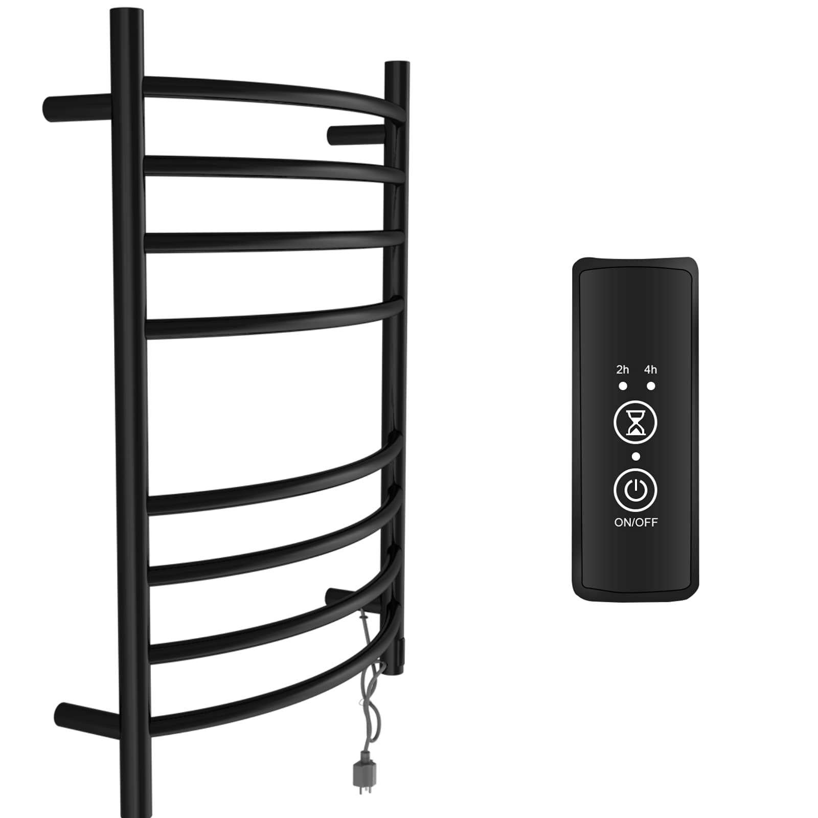 Electric Heated Towel Rack with Timer - Wall Mounted Bathroom Towel Warmer, Hardwired or Plug-in Options - Perfect for Spa-Like Luxury in Homes & Hotels