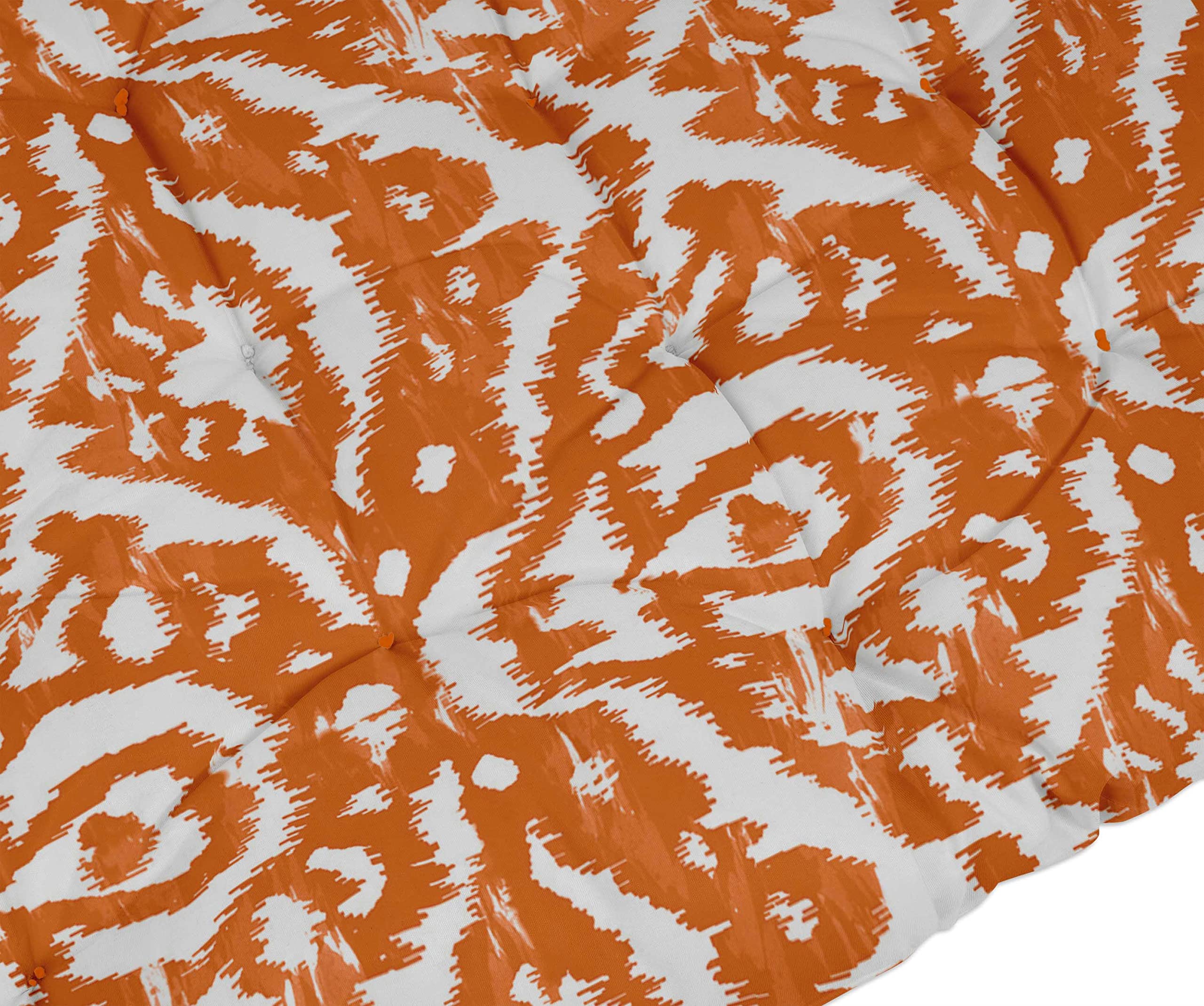 Quilted Thick Padded Seat Cushion for Rocking Chair, Sofa & Recliner - 74x23 Inches with Ties - Orange - Perfect for Outdoor Garden, Terrace & Bench Use