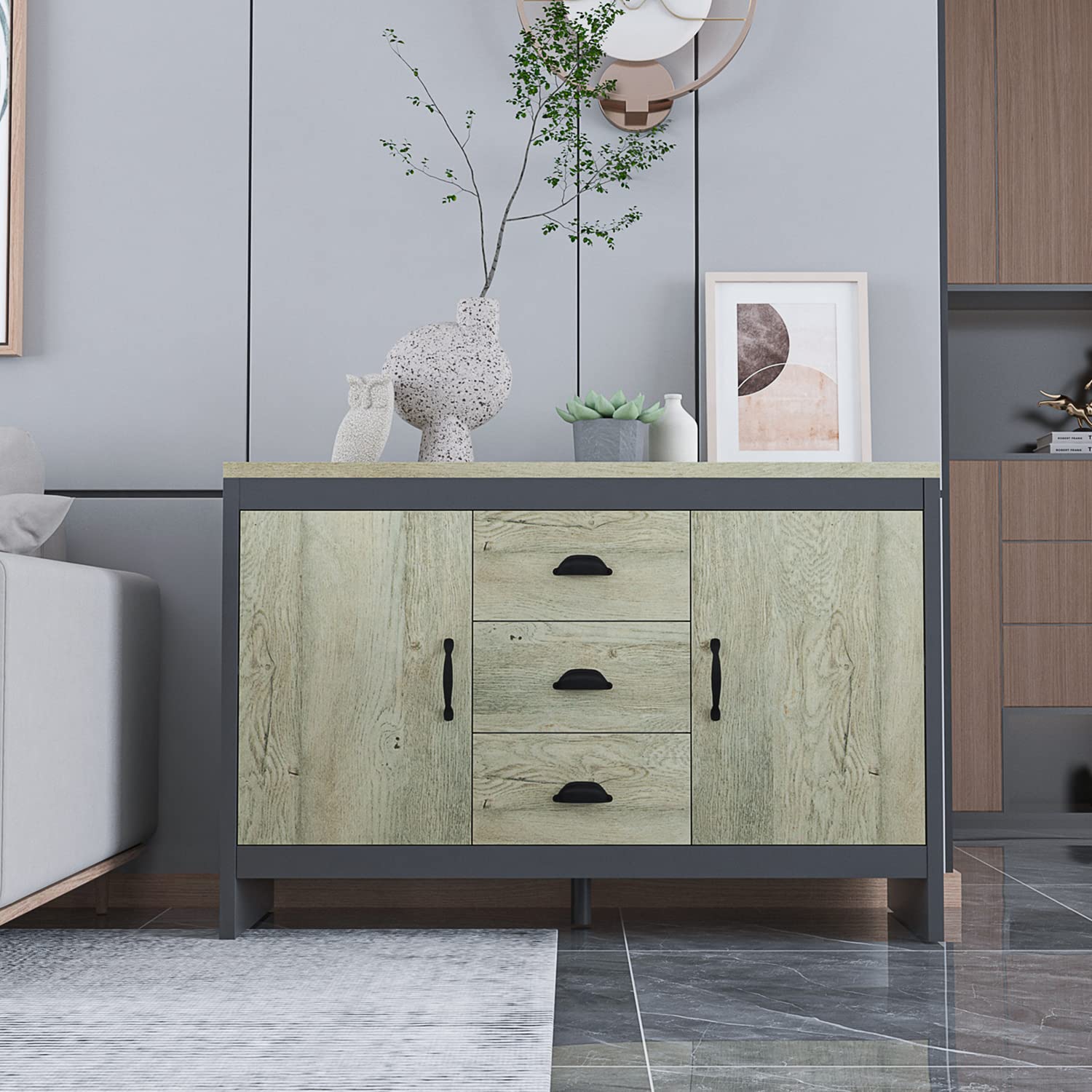 Modern Buffet Cabinet with Drawers - Freestanding Sideboard Storage Cabinet for Entryway, Living Room, Office & Bedroom | Stylish Home Organization & Dining Room Furniture