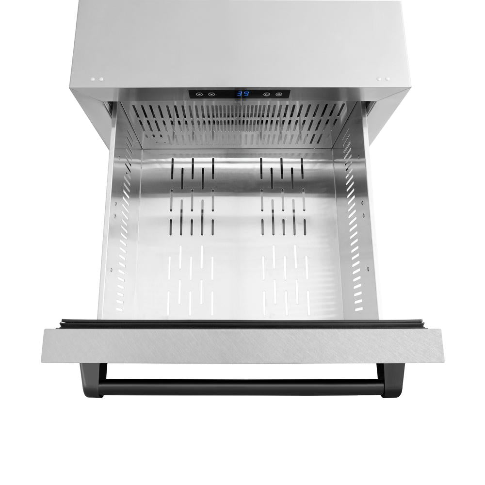 ZLINE Autograph Edition 24 Inch Touchstone 168 Can Outdoor Rated Dual Refrigerator Drawer - Stainless Steel Doors & Matte Black Handles (RDSOZ SN 24 MB) | Perfect for Outdoor Kitchens, Patio Bars & Entertaining Spaces