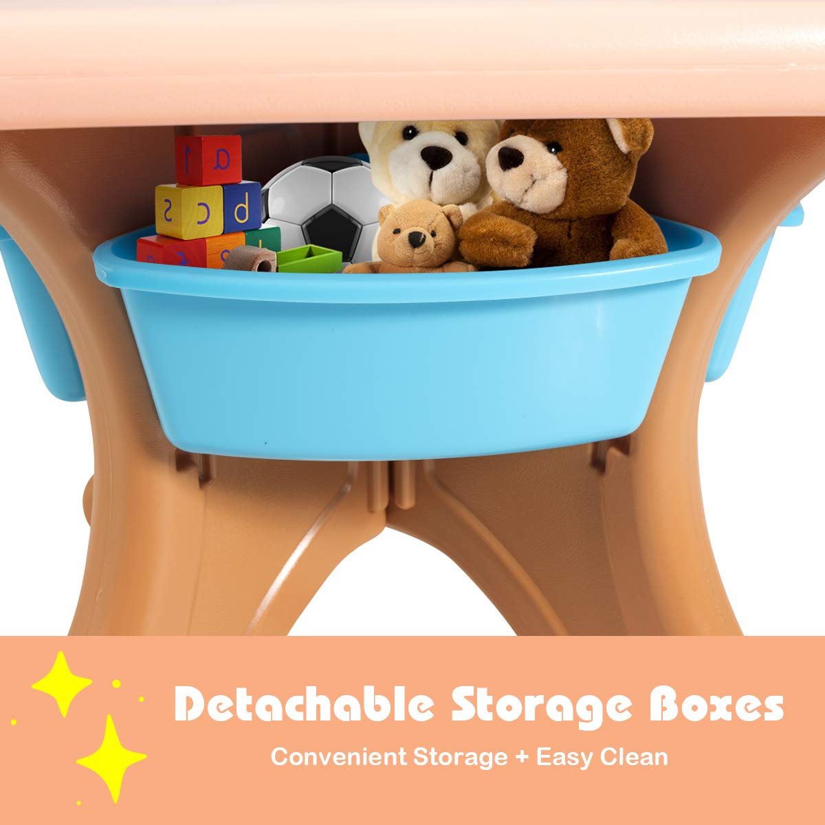 KOTEK 3-Piece Kids Table and Chair Set with Storage Bin - Toddler Activity Table & 2 Chairs for Arts, Crafts, Study, Reading, Drawing - Perfect for Playroom, Preschool & Homeschool (Coffee)