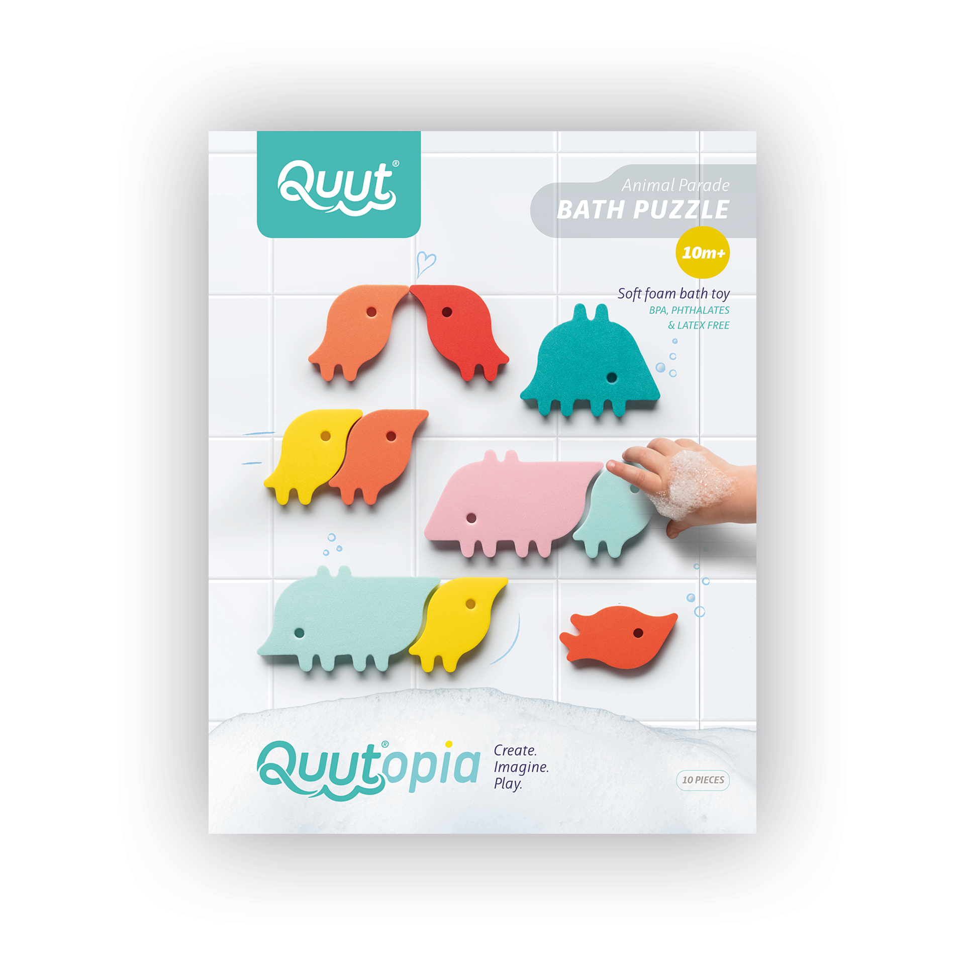 Quut Soft Foam Bath Puzzle - Animal Parade Toy for Toddlers | Non-Toxic, Waterproof Bathtub Toys for Kids | Fun Learning & Sensory Play During Bath Time
