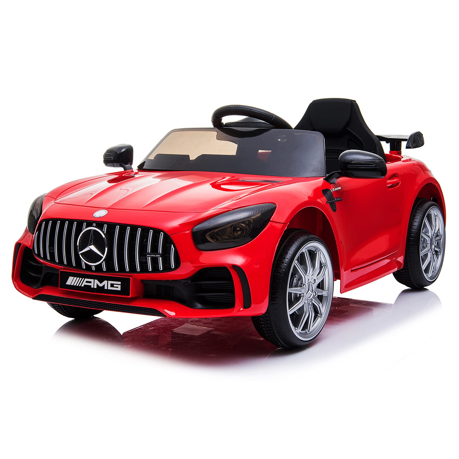 Tinkeal 12V Electric Ride-On Car for Kids with Remote Control, LED Lights & AUX Port - Battery Powered Toy Car for Boys & Girls, Perfect for Outdoor Play & Birthday Gifts (Red)