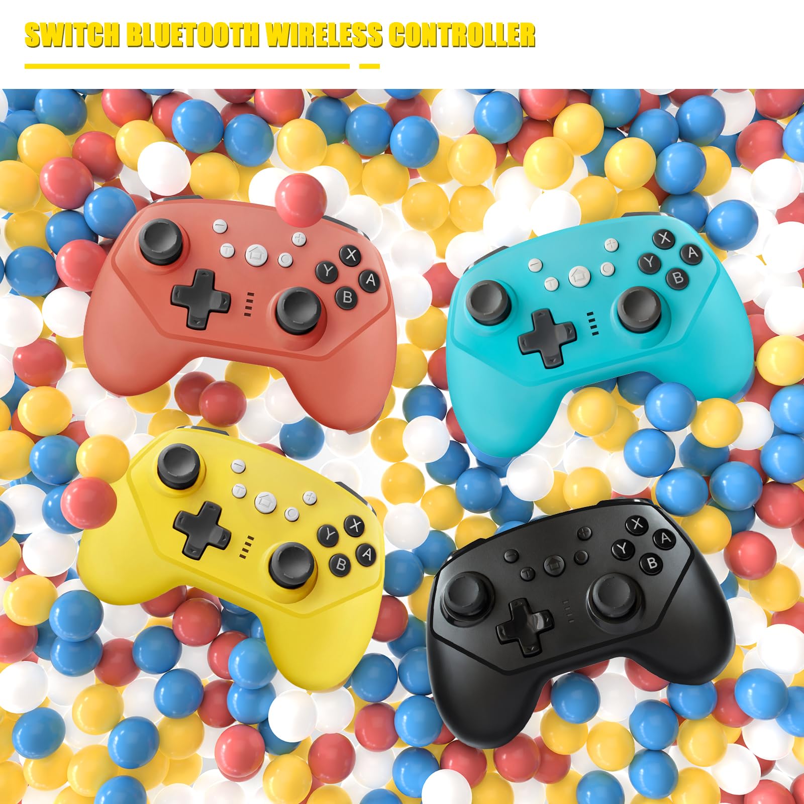 Wireless Pro Controller for Nintendo Switch & Switch Lite - Turbo, Motion Control, Vibration, Wake-Up Function & RGB Breathing Light (Blue) | Perfect for Gaming, Party Play & Family Entertainment