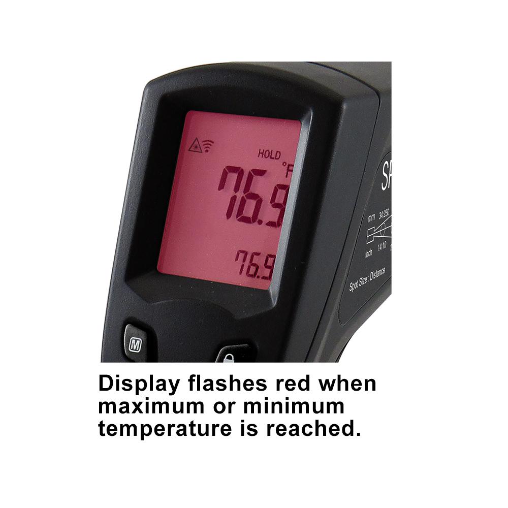 Non-Contact Infrared Thermometer Gun - Digital Temperature Gun with Alarm, 12:1 D:S Ratio, -58°F to 1400°F (-50°C to 760°C) - Perfect for Cooking, HVAC, Automotive & Industrial Use