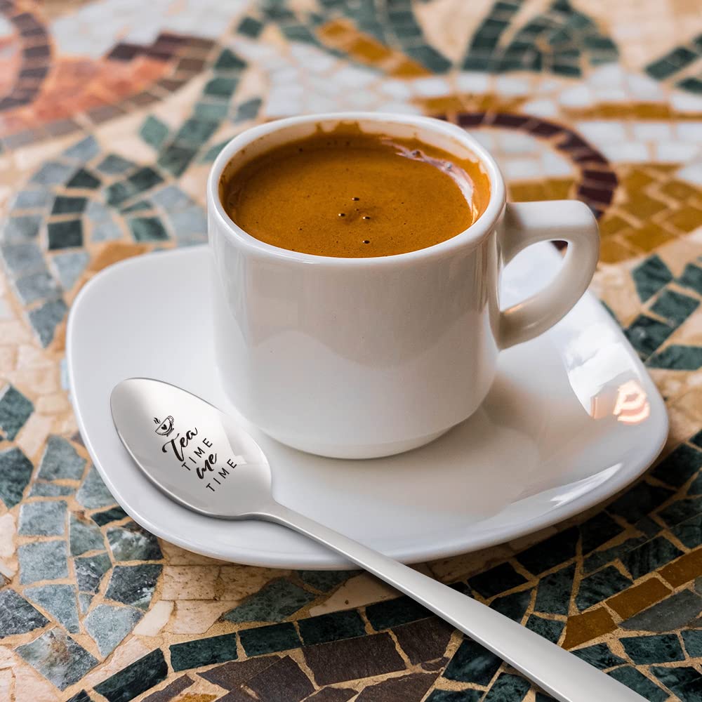 Personalized Engraved Stainless Steel Tea Spoon Set - Perfect Gift for Tea Lovers (Mom, Dad, Grandma, Grandpa) - Birthday, Thanksgiving & Christmas Present - Ideal for Afternoon Tea, Relaxation & Gifting Scenes