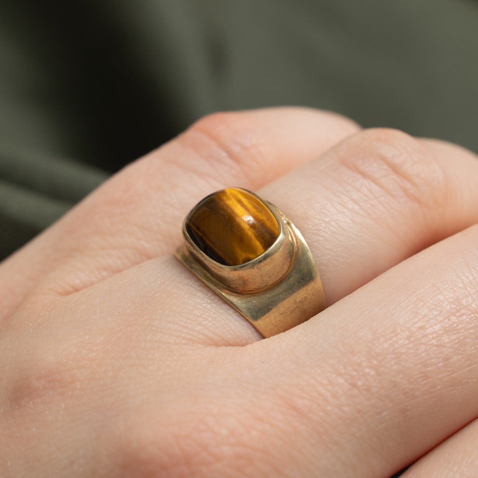 Tiger's Eye Cocktail Ring - 3.50 Carat Genuine Stone - Size 5.75 - Elegant Statement Jewelry for Women - Perfect for Evening Parties, Weddings & Special Occasions