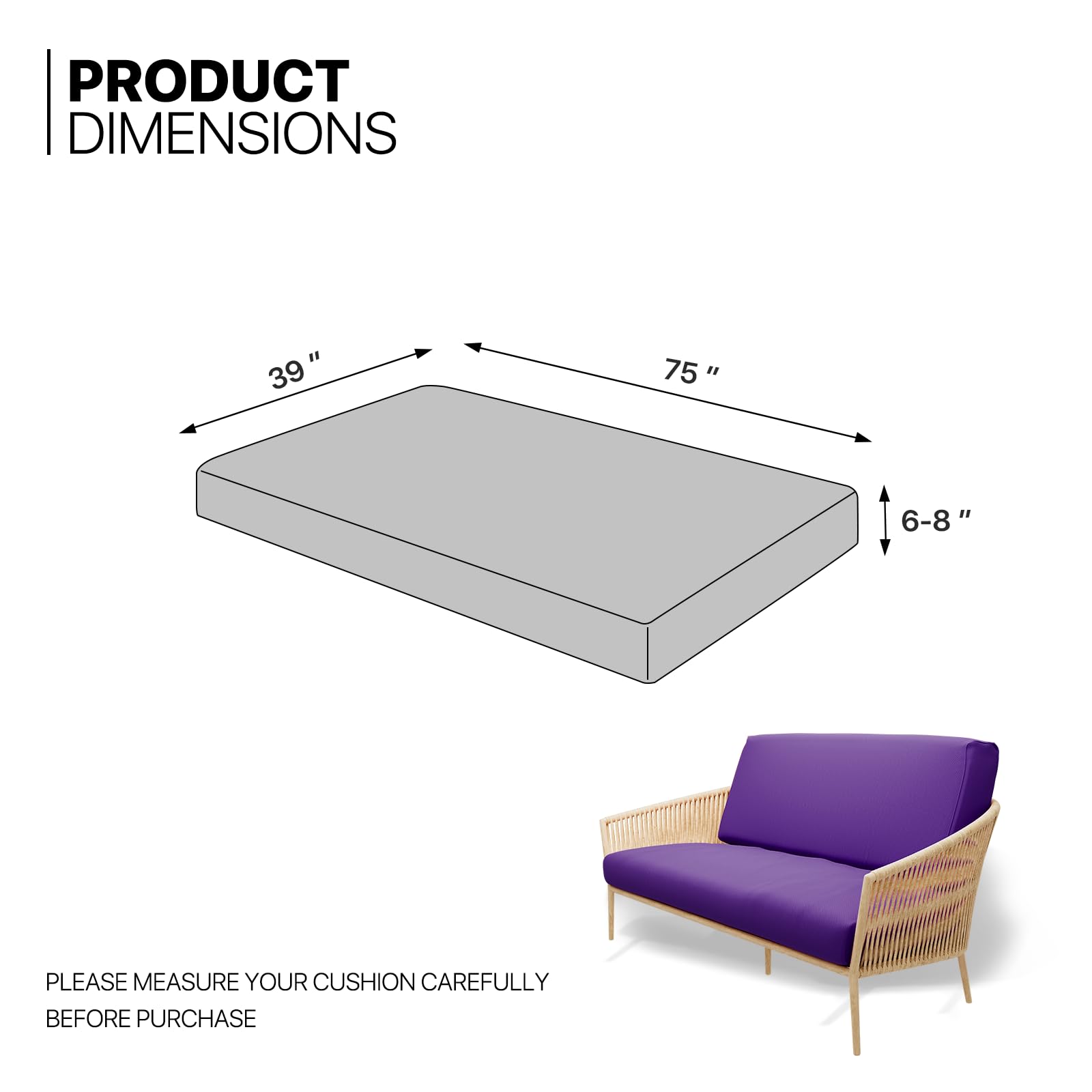 MoNiBloom Twin Stretch Futon Slipcover - Washable Zippered Armless Sofa Cover for Adults, Kids & Pets - Furniture Protector for Jackknife RV Sofas (Purple) | Perfect for Living Rooms, Dorms and Campers