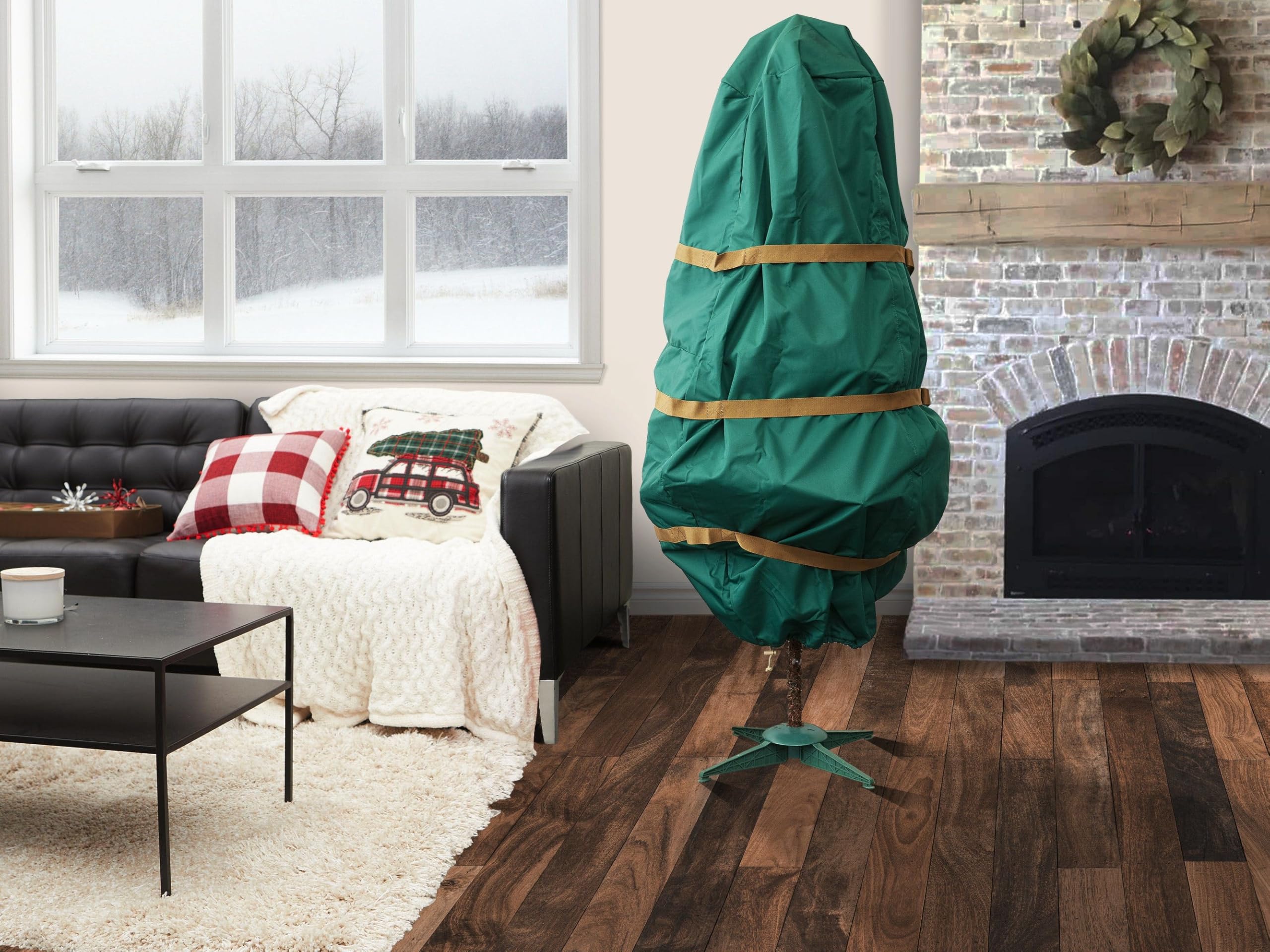 Covermates Keepsakes Upright Christmas Tree Storage Bag - Heavy Duty Holiday Organizer with Cinch Straps for Superior Protection (Green) - Perfect for Storing Artificial Christmas Trees in Attics, Basements or Garages
