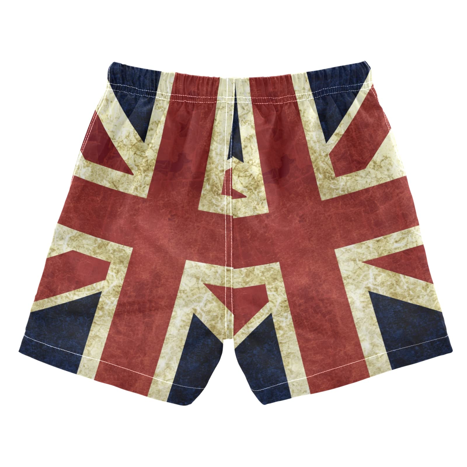 England Flag Boys Swim Trunks - Quick Dry Toddler & Kids Bathing Suits with Adjustable Waist (2T-16) - Perfect for Beach, Pool & Summer Water Activities - Red