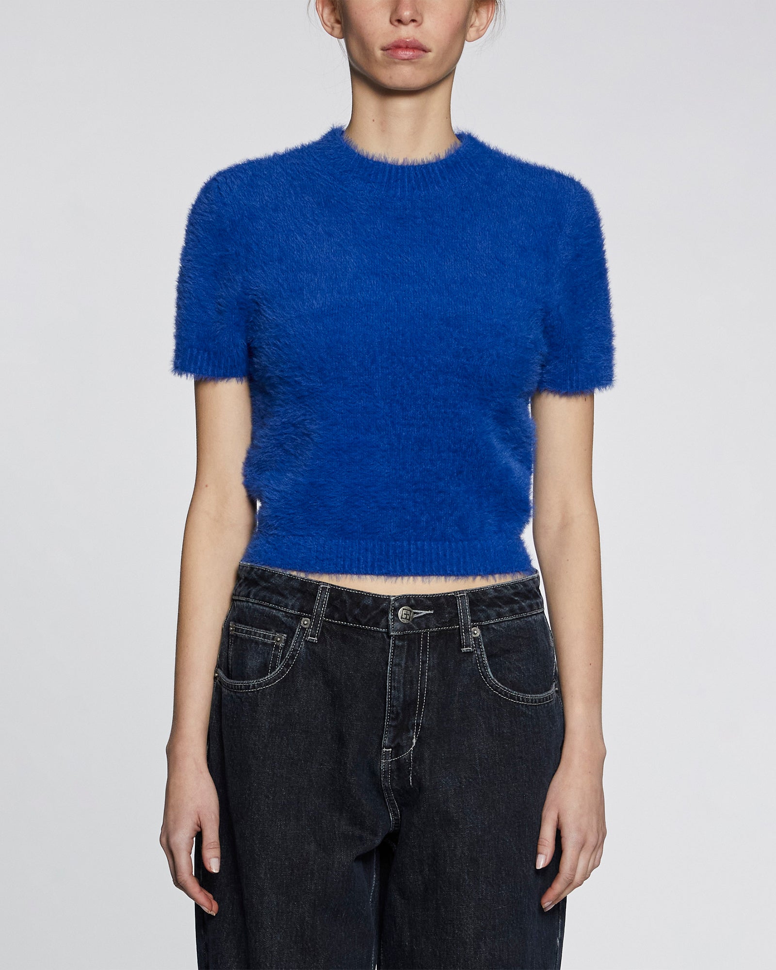 CYBER SS KNIT TOP COBALT - Women's Short Sleeve Casual Knit Shirt for Everyday Wear, Office & Outings