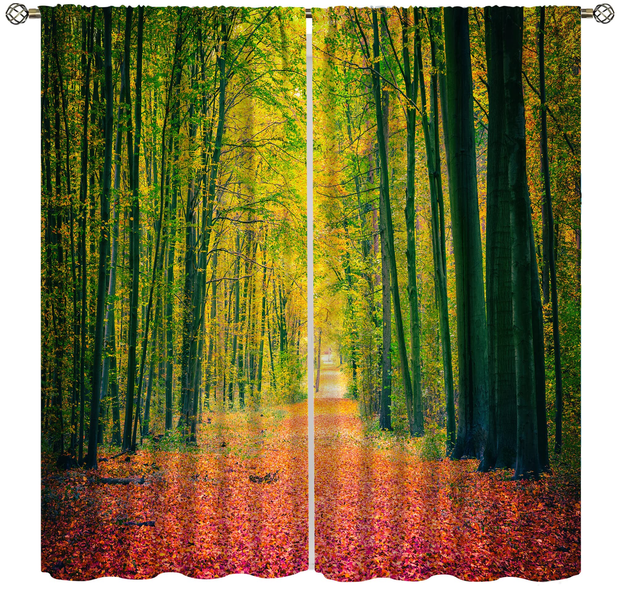 Autumn Forest Curtains - Dry Fallen Leaves Design for Bedroom, Living Room & Cafe Decor (42x63 inches) | Nature-Inspired Window Treatments for Cozy Fall Atmosphere
