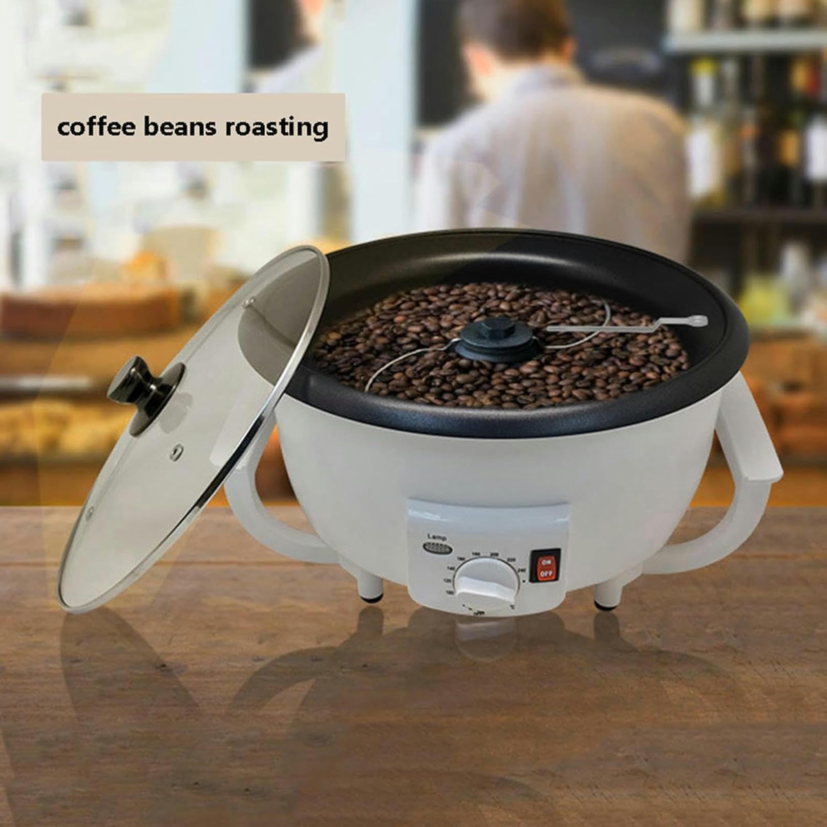 Premium Peanut Roaster Machine for Home Use - Adjustable Temperature 0-240℃ (482℉) - 750G Capacity for Roasting Peanuts, Almonds, Soybeans, Barley & Chestnuts - Perfect for Kitchen, Bakery & Coffee Shop Use