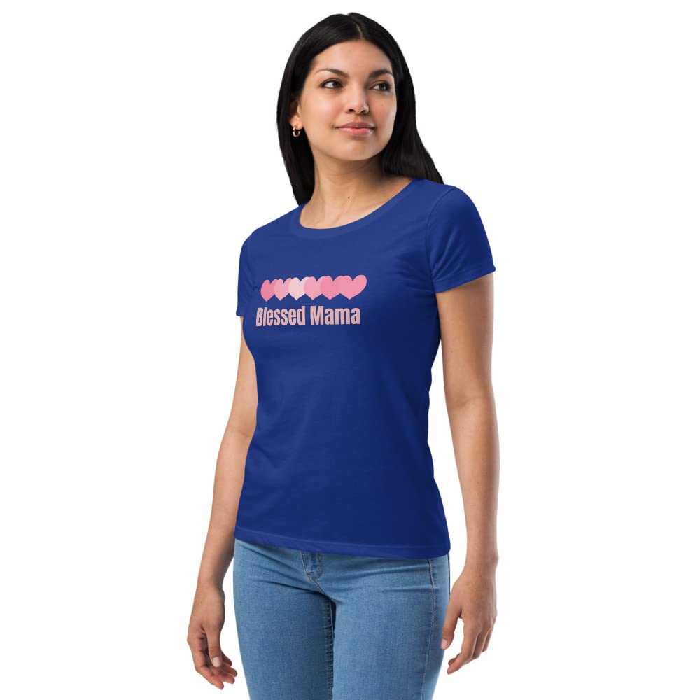 Blessed Mom T-Shirt - Women's Fitted Cute Mama Shirt for Mother's Day, Birthday Gift | Perfect for Family Photos, Church Events & Casual Outings