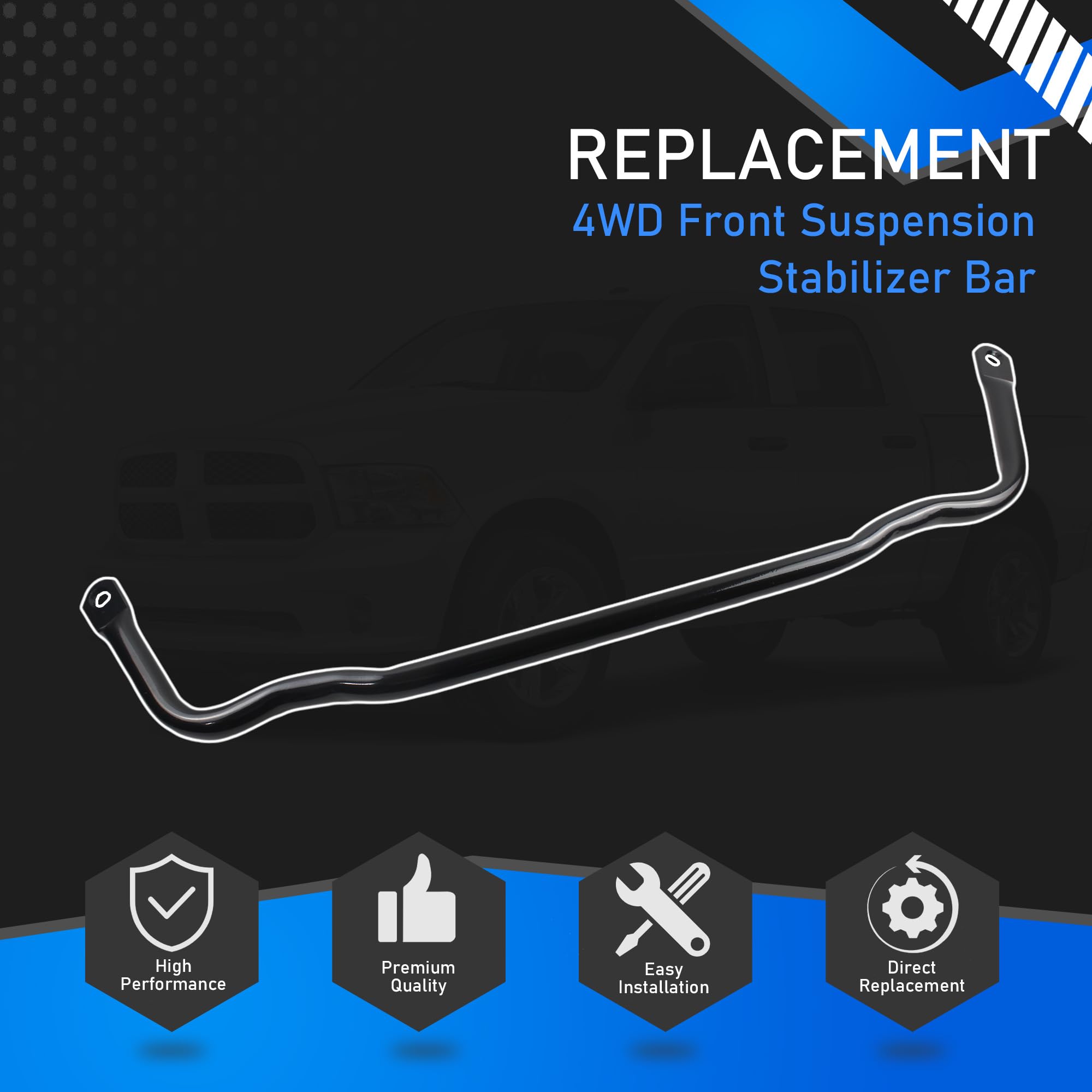 4WD Front Suspension Stabilizer Bar for 2009-2022 Dodge Ram 1500 | Replacement for Part# 55398938AC | Off-Road & Heavy-Duty Towing Upgrade