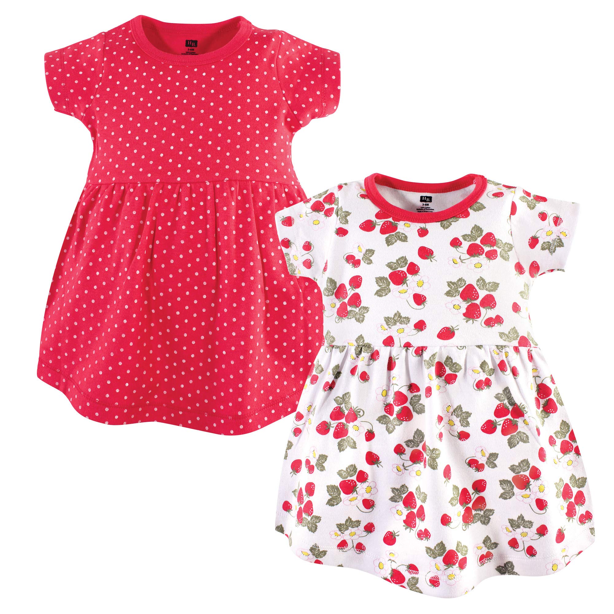 Hudson Baby Girls Cotton Dresses 2-Pack for Play & Outings