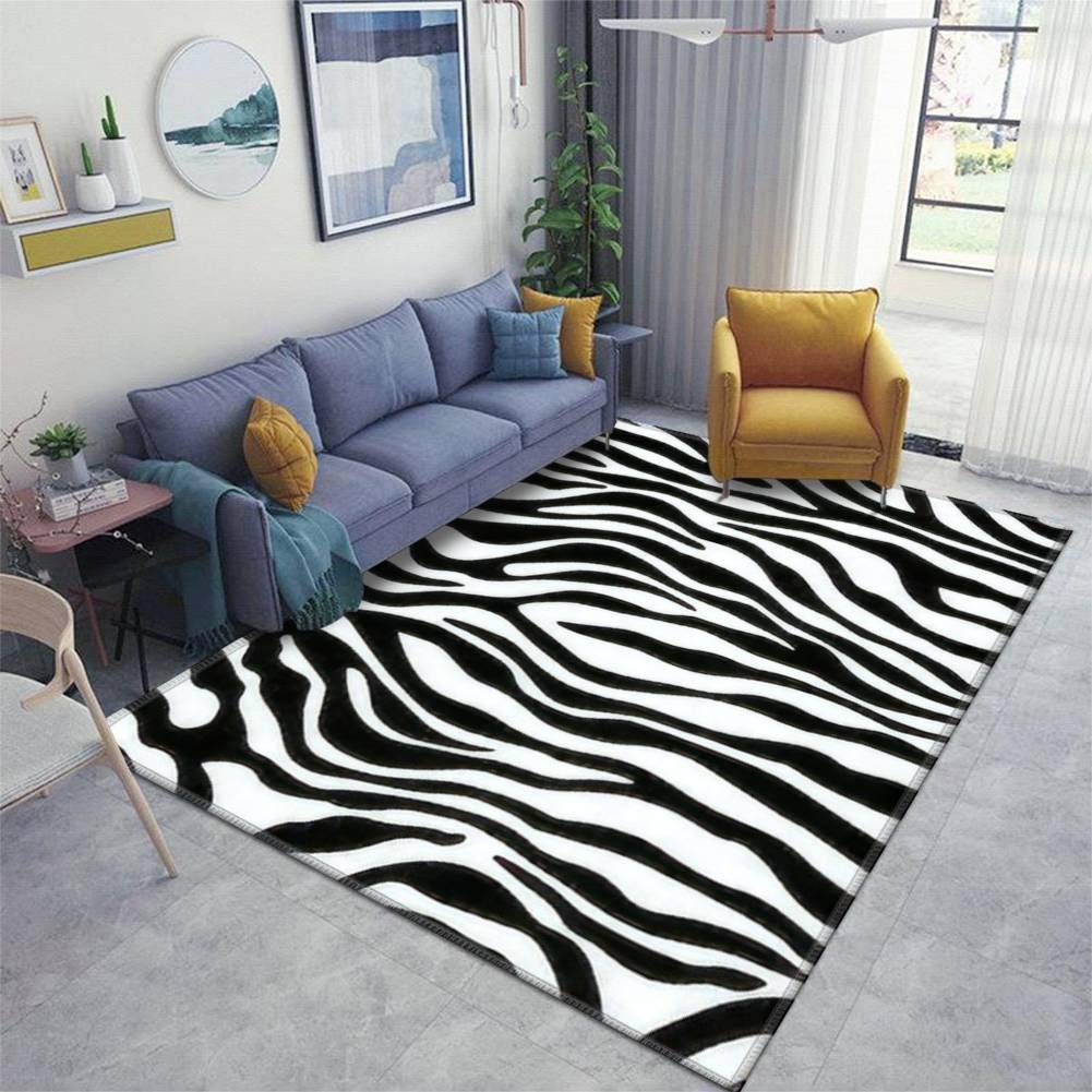 Zebra Print Non-Slip Area Rug - Soft Indoor/Outdoor Floor Mat for Living Room, Nursery, Yoga & Home Decor | Durable Runner Carpet for High Traffic Areas