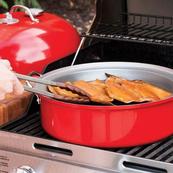Premium Red Kettle Smoker - Outdoor BBQ Grill & Smoker for Backyard Cooking, Camping, and Tailgating