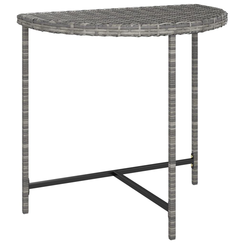 vidaXL Gray Poly Rattan Patio Garden Table with Powder Coated Steel Frame - 31.5