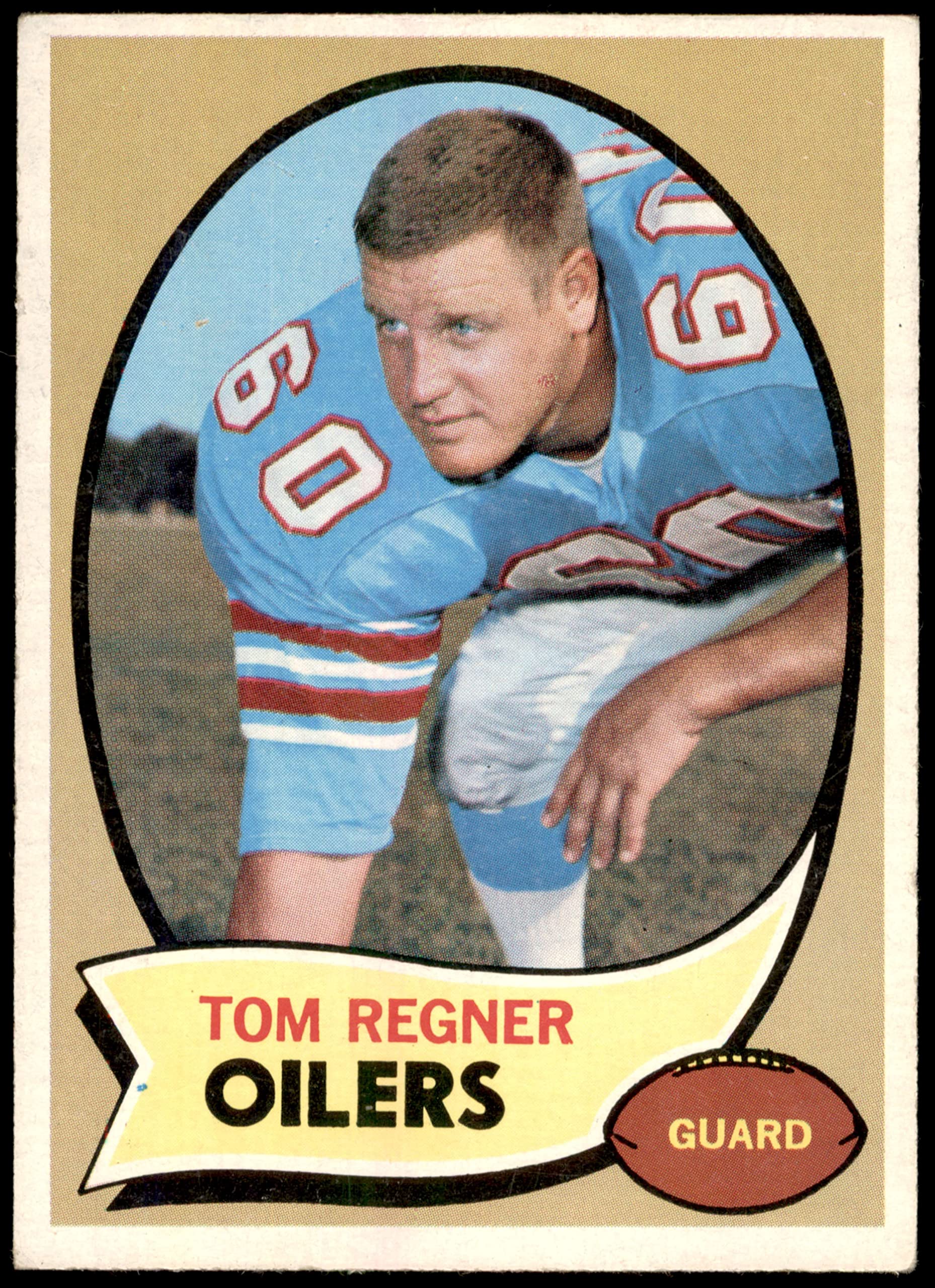 1970 Topps #181 Tom Regner Houston Oilers Football Card - VG/EX Condition - NFL Collectible for Sports Memorabilia Fans - Perfect for Framing, Display, and Trading