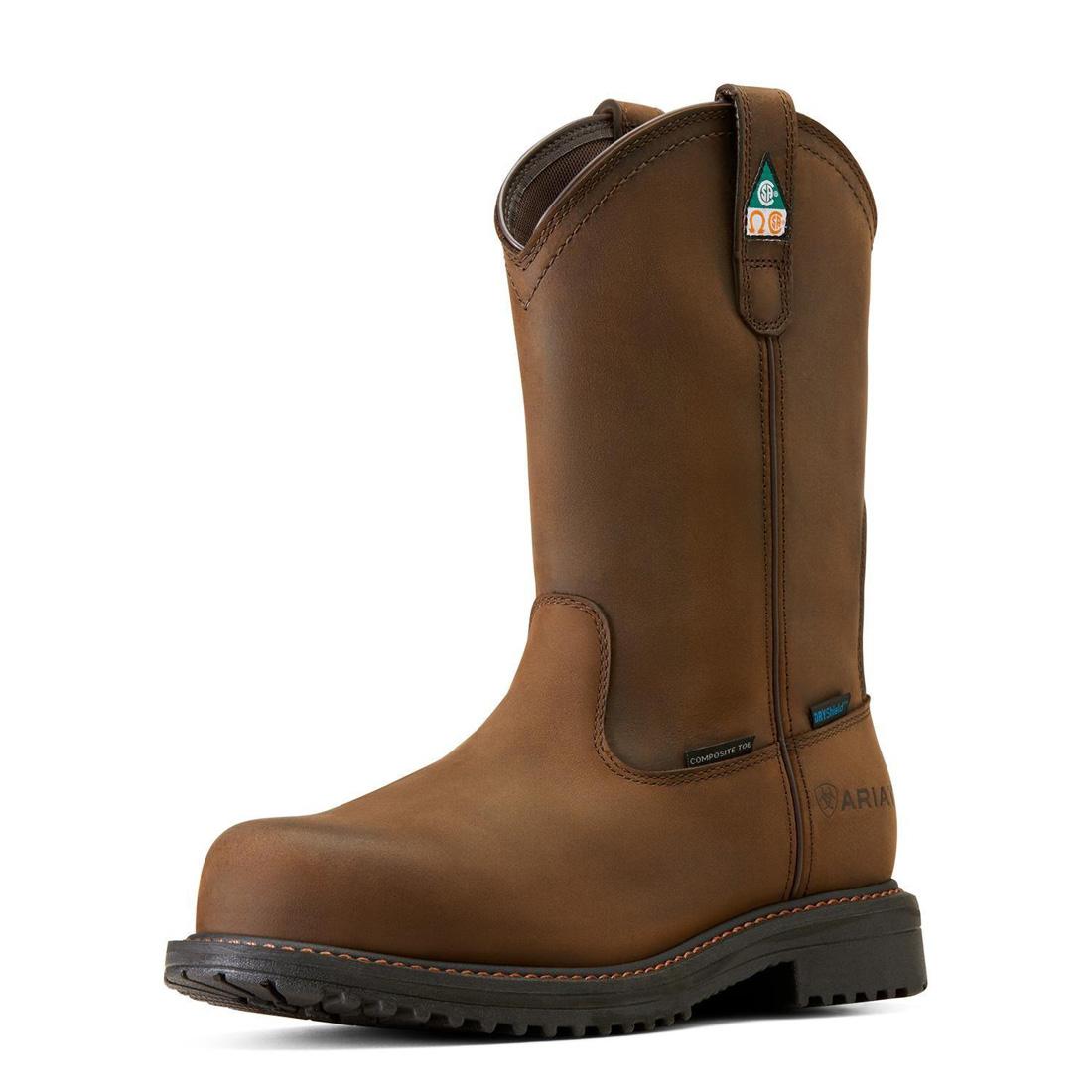 RigTEK Composite Toe CSA Certified Waterproof Work Boots for Men - Oil & Slip Resistant, Distressed Brown Leather - Ideal for Construction, Warehouse & Outdoor Work