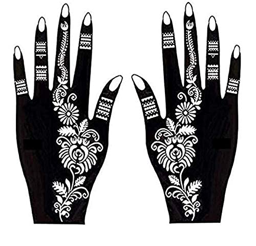 Premium Henna Tattoo Stencil Kit for Hands, Body, Fingers & Face - Temporary Mehndi Art Designs for Kids, Women & Girls (Black, Medium, Tatto-22) | Perfect for Festivals, Weddings & DIY Body Art
