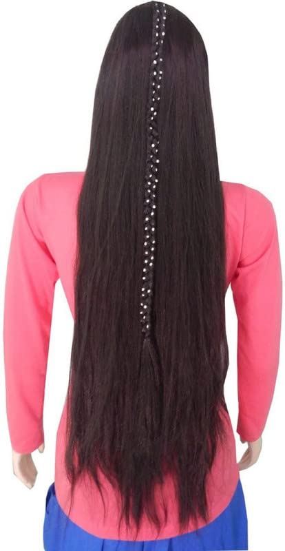 GAURI UMA Long Straight Hair Extensions 30inch - Brown Choti Style Synthetic Hair for Women | Perfect for Parties, Weddings & Daily Styling
