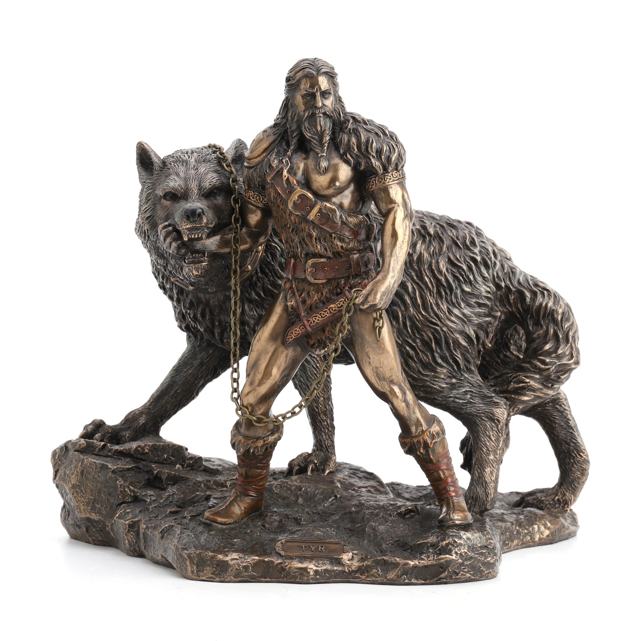 Veronese Design Norse God Tyr & Fenrir Bronze Statue - 9