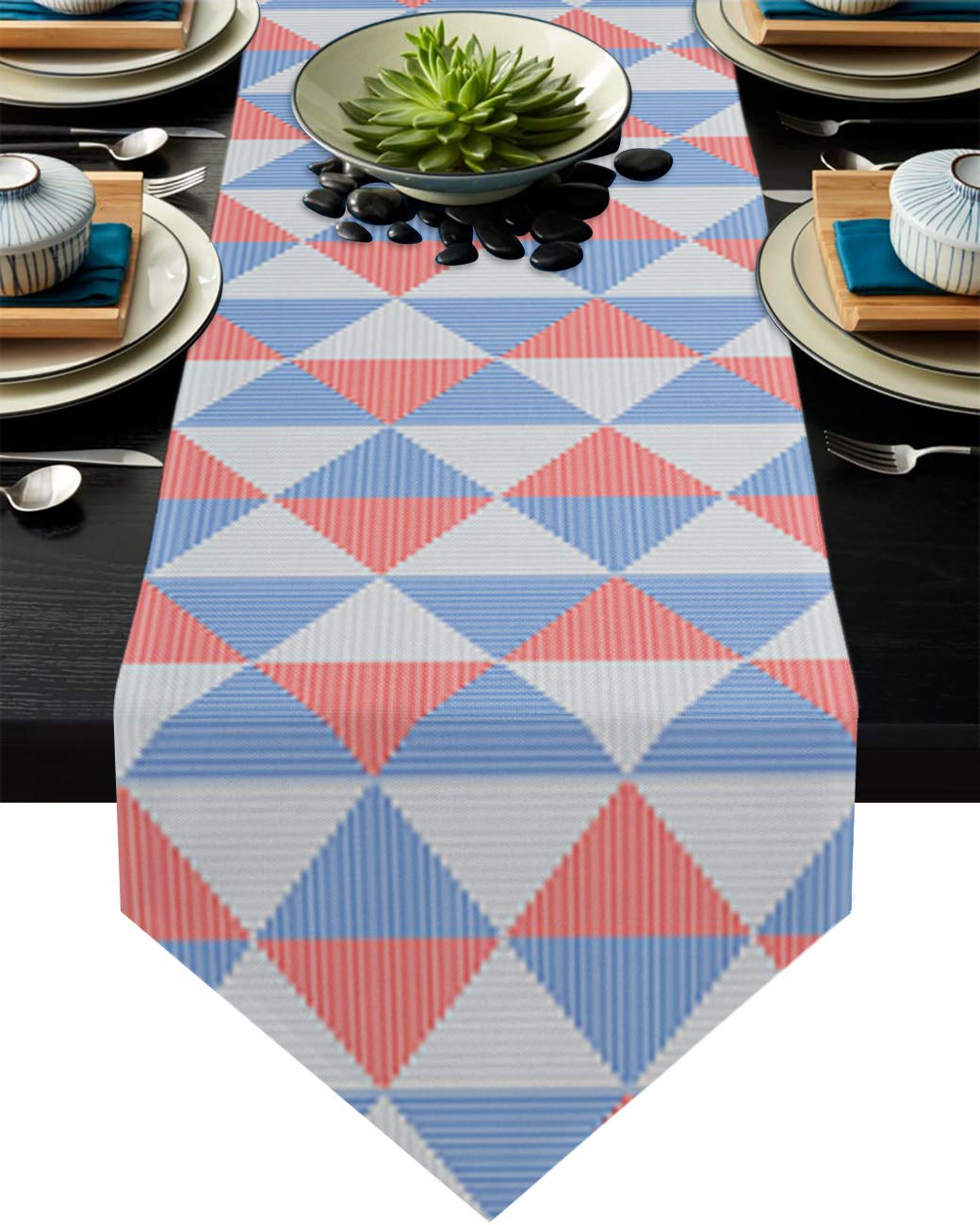 COLORSUM Abstract Geometric Triangle Stripes Table Runner - 16x72 Inch Farmhouse Dining Room Decor for Kitchen, Wedding, Bridal Shower | Perfect for Rustic Tablescapes & Holiday Dinner Parties
