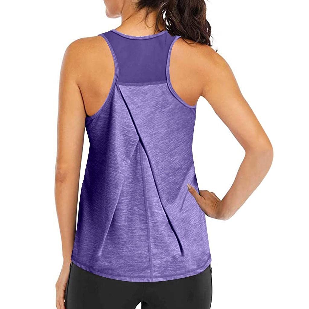 Women's Trendy O-Neck Sleeveless Workout Tank Tops - Summer Solid Loose Fit Athletic Shirts for Gym, Yoga & Running