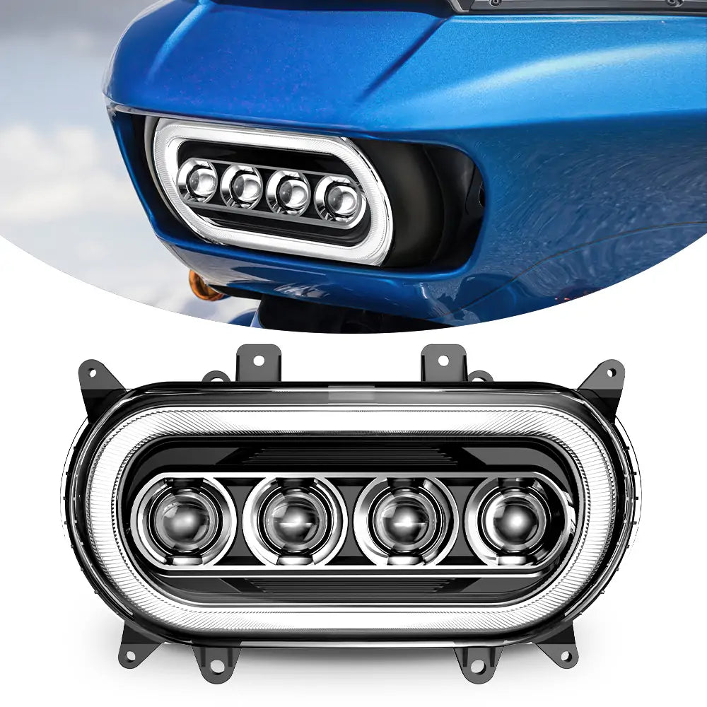 High-Performance LED Headlight for Harley Davidson Road Glide (2015 & Up) - Black - Upgrade Your Night Riding Safety & Visibility
