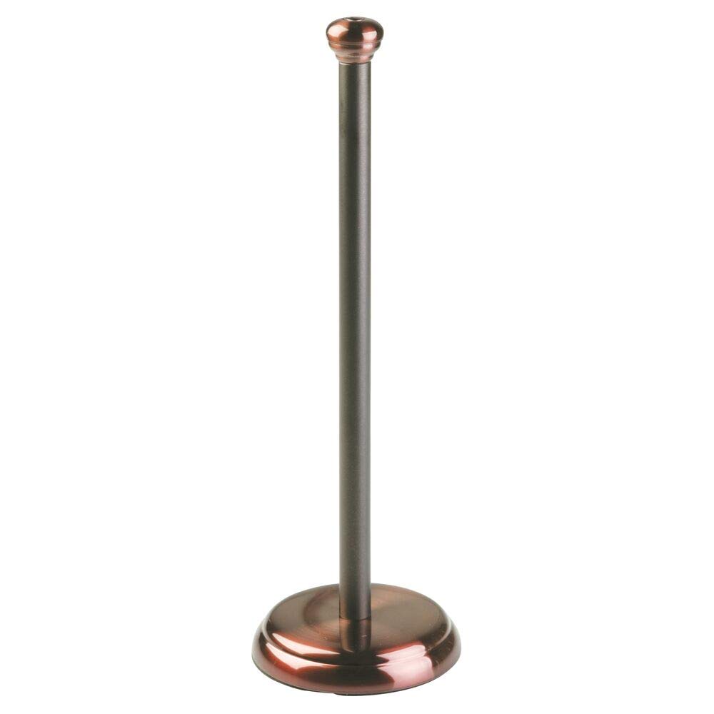 Stainless Steel Free-Standing Toilet Paper Holder with Storage - Holds 3 Rolls - Bronze Bathroom Tissue Organizer for Toilet, Vanity & Cabinet Storage - Hyde Collection - mDesign